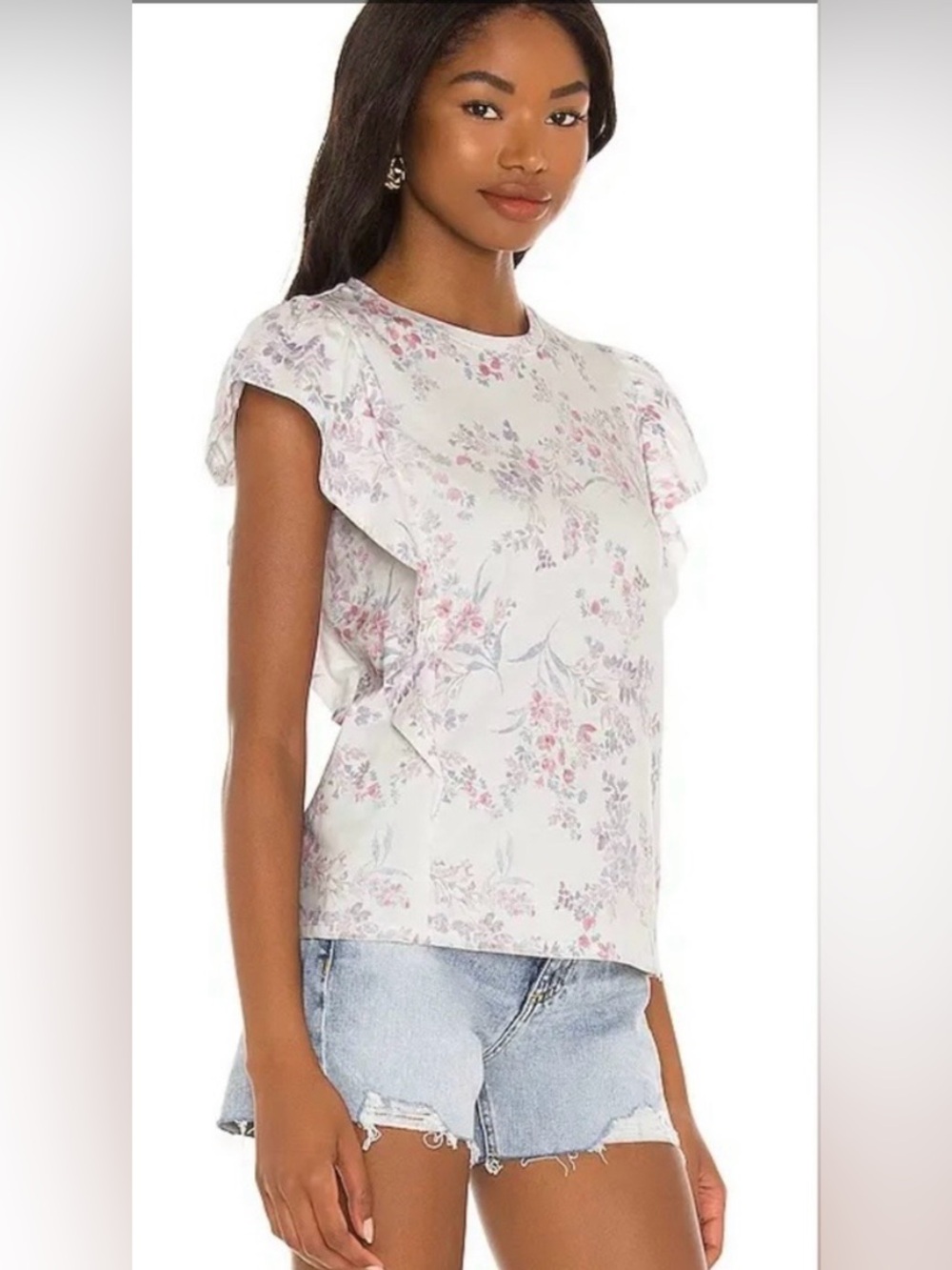 Floral Ruffle Sleeve tshirt